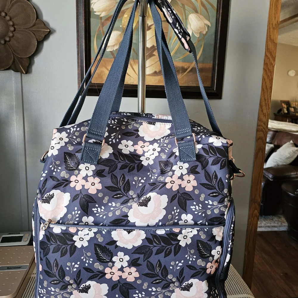 Sarah Wells Floral Breast Pump,Bag For Mothers Who Are Breast Feed Navy and Pink